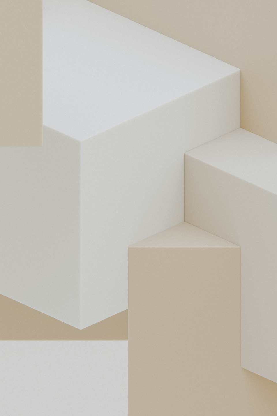 Interlocking beige and off-white geometric shapes forming a stepped pattern.